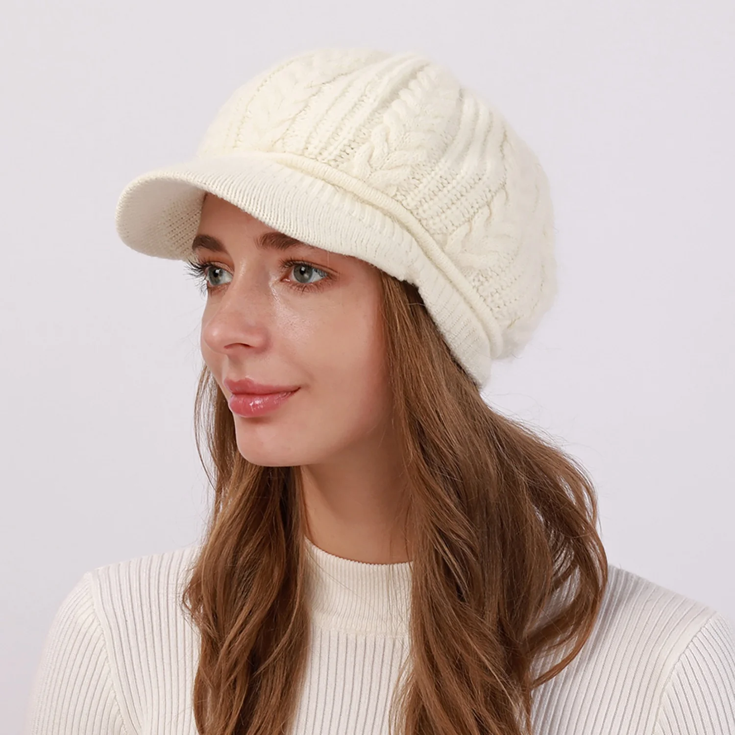 1 PC Women's Slouchy Home Daily Holiday Solid Color Knit Casual Nordic Style Daily Beret Hat - Image 2