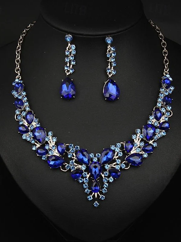 1 set Jewelry 3pcs Glass Alloy Necklace Earrings Women's Elegant Vintage Jewelry Set For Wedding Party - Image 7