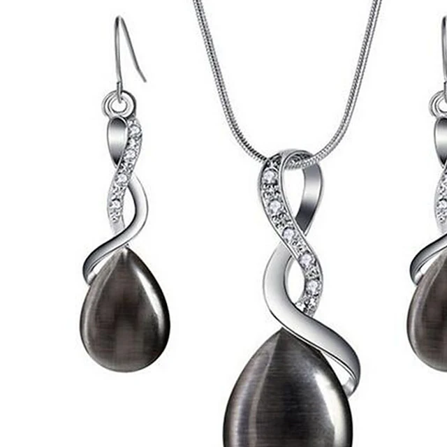 1 set Jewelry Set Drop Earrings For Women's Crystal Party Pendant Necklace - Image 6