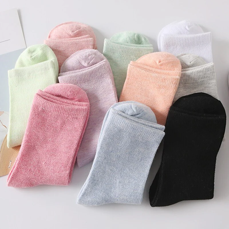 10 Pairs Women's Work Daily Holiday Solid Color Polyester Sporty Simple Classic Casual Daily Crew Socks - Image 2