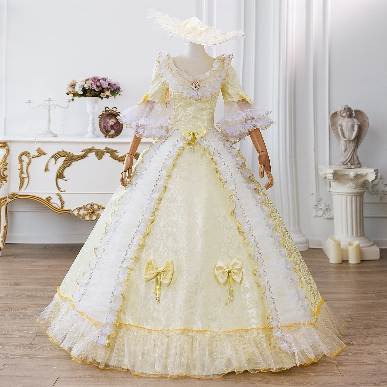 18th Century Ball Gown Round Neck Half Sleeves Rococo Victorian Renaissance Vacation Dress - Image 2