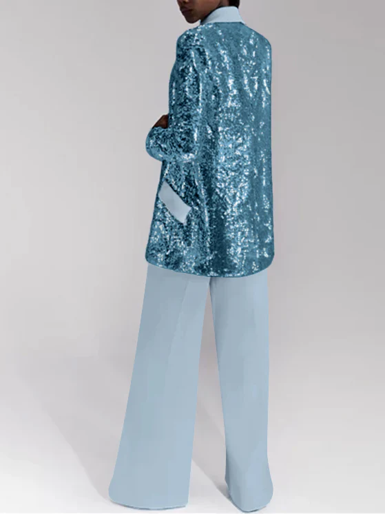 2 Pieces Evening Party Suit Jacket with Pockets & Pants - Image 3