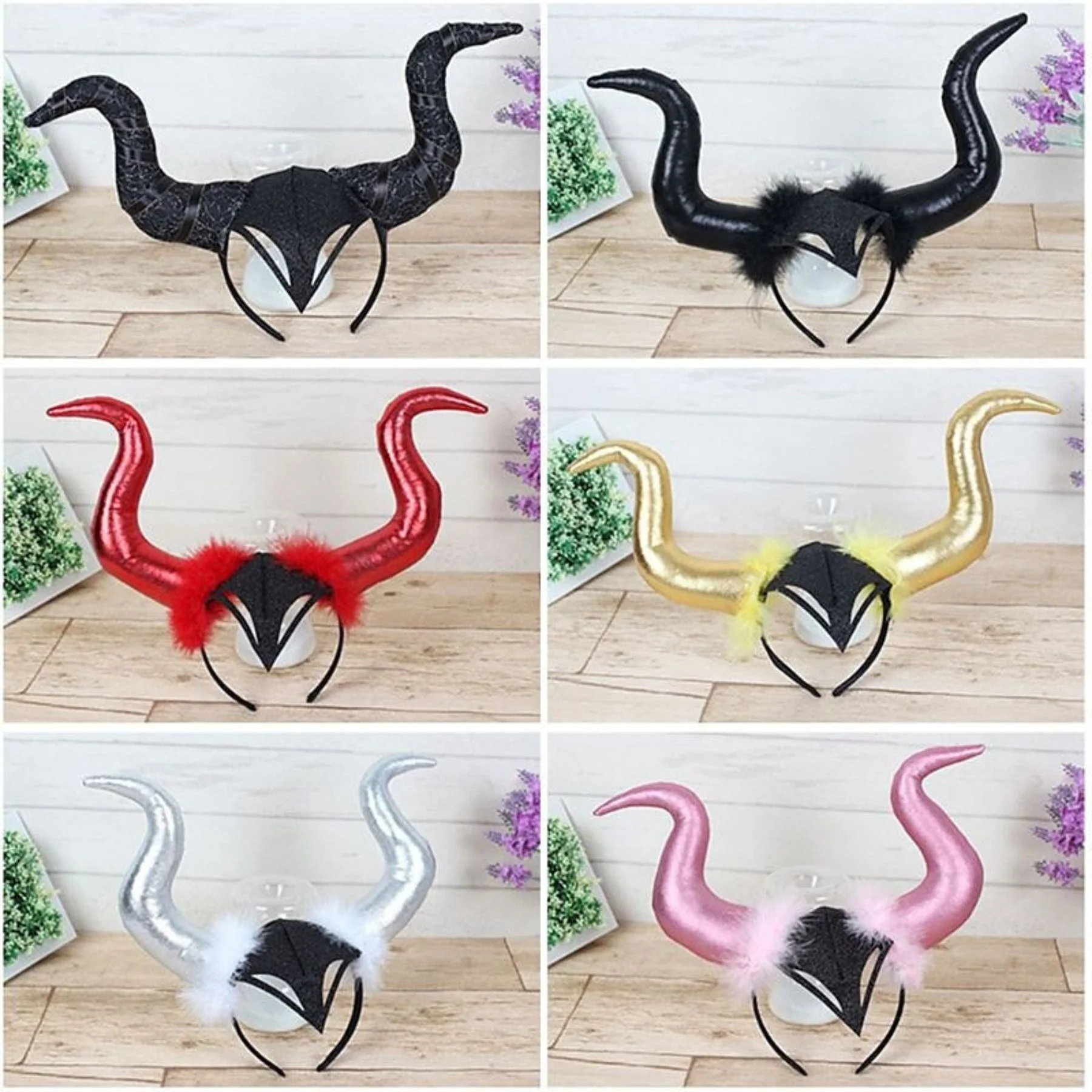 Halloween Large Devil Horn Headdress Fur Buckle Decor Prop - Image 6