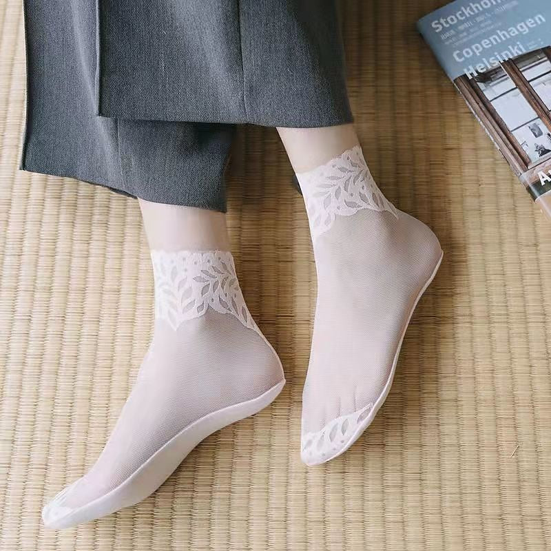 5 PCS Women's Daily Holiday Lace Spandex Nylon Toe Socks - Image 2