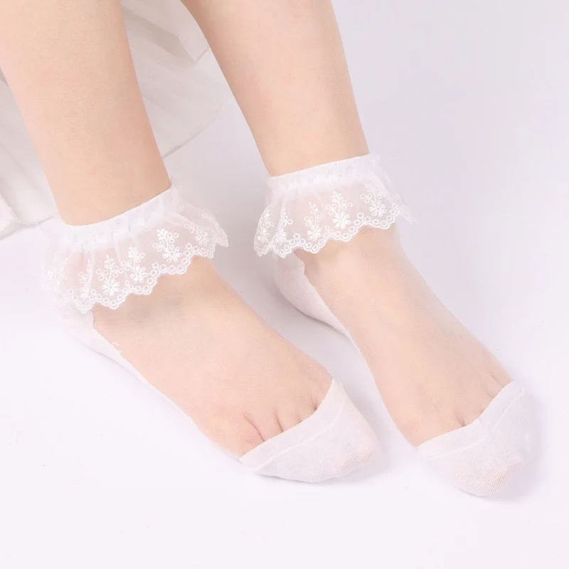 5 Pcs Women's Wedding Work Holiday Lace Polyester Sexy Lolita Vintage Retro Cute Anckle Socks Low Cut Socks - Image 2