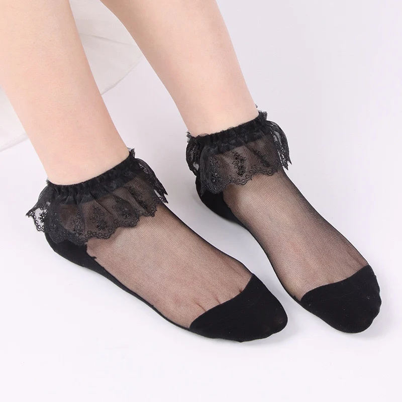 5 Pcs Women's Wedding Work Holiday Lace Polyester Sexy Lolita Vintage Retro Cute Anckle Socks Low Cut Socks - Image 5