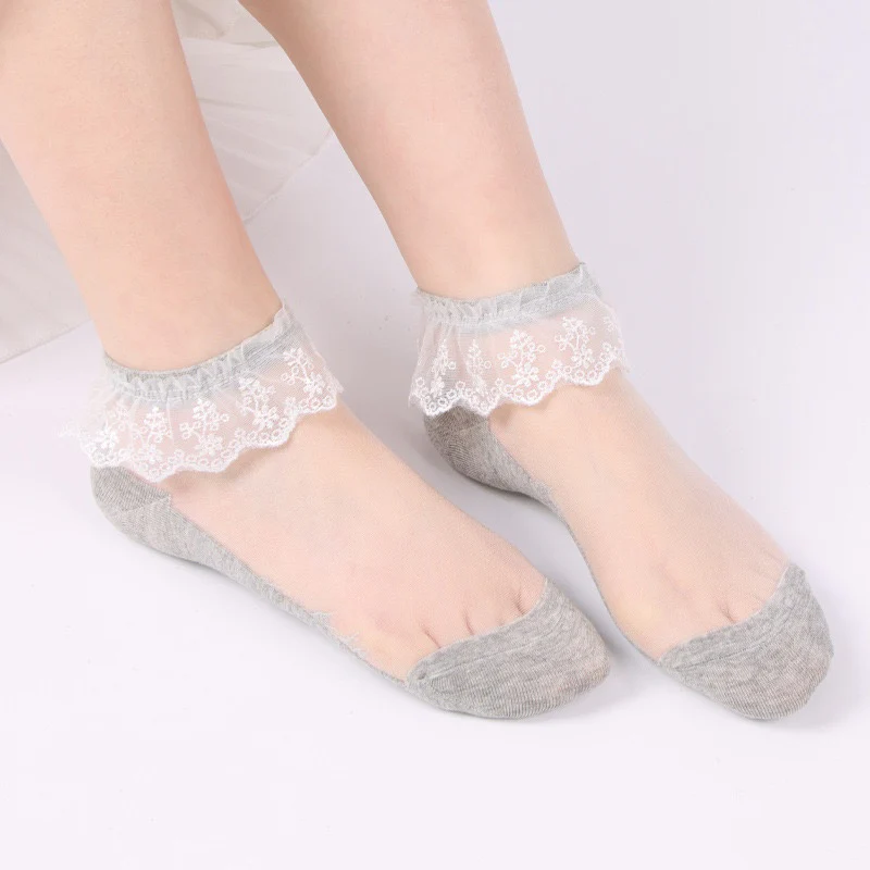 5 Pcs Women's Wedding Work Holiday Lace Polyester Sexy Lolita Vintage Retro Cute Anckle Socks Low Cut Socks - Image 6