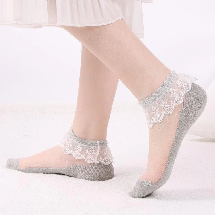 5 Pcs Women's Wedding Work Holiday Lace Polyester Sexy Lolita Vintage Retro Cute Anckle Socks Low Cut Socks - Image 7