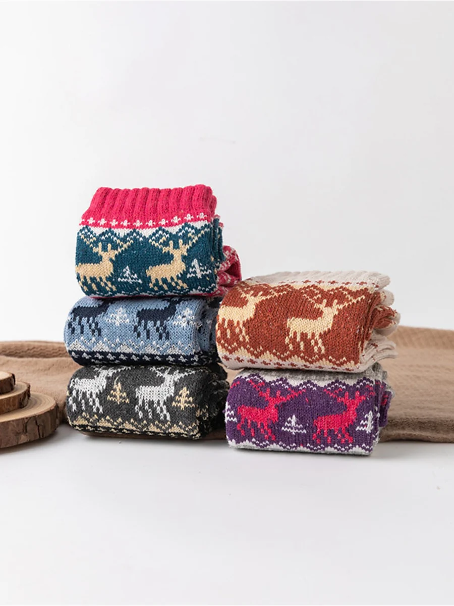 5PCS Women's Christmas Active Outdoor Elk Socks - Image 4