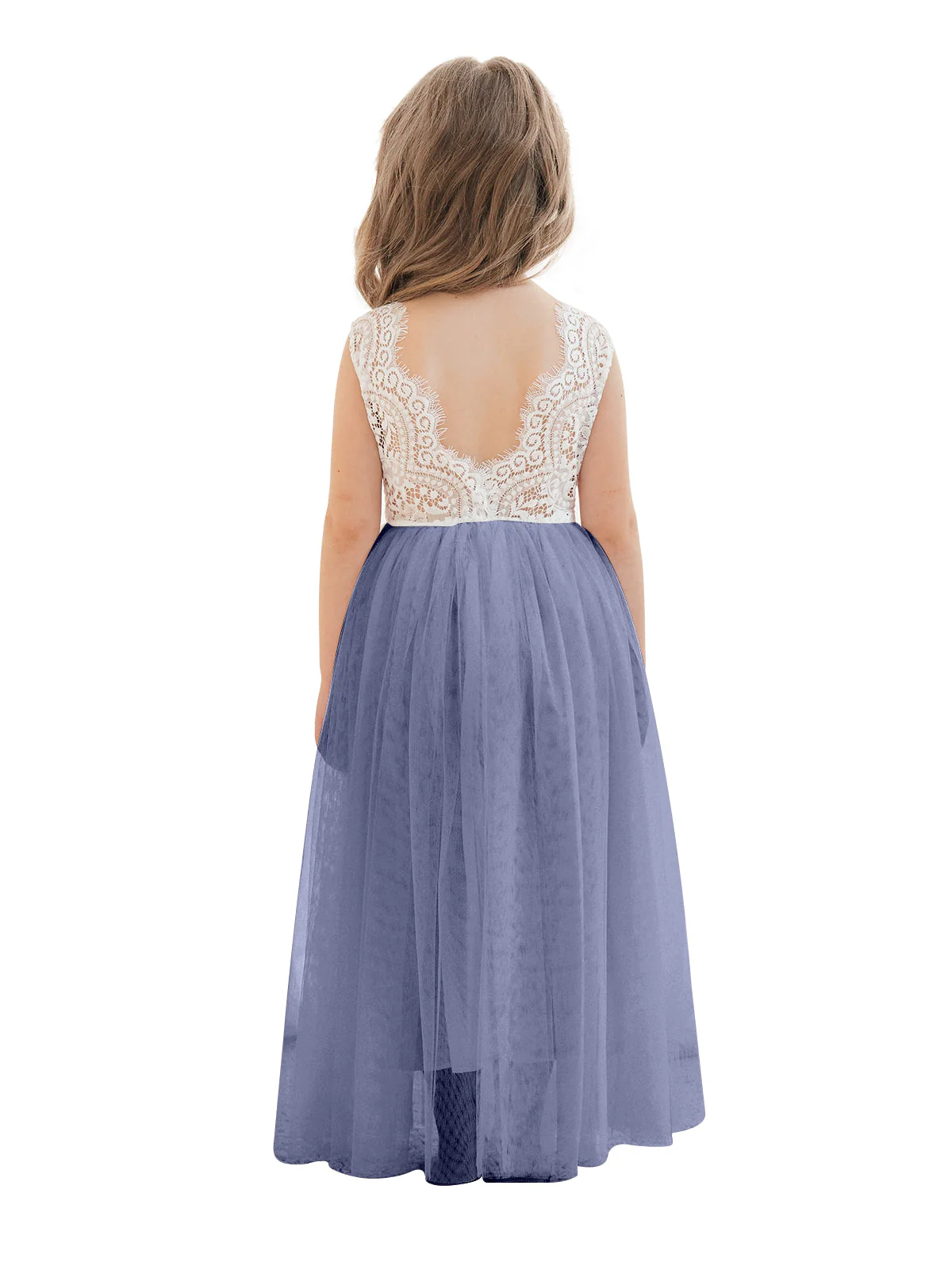 A-line Lace Tulle Ankle-length White Dress - Image 10