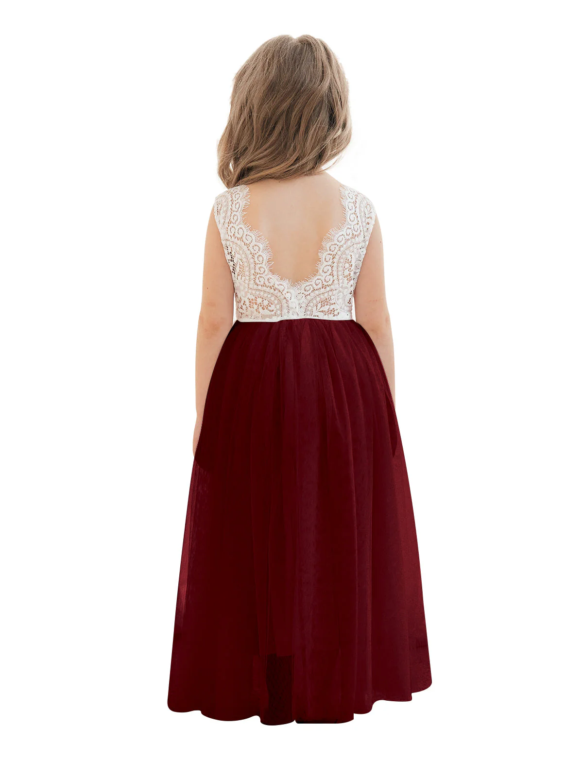 A-line Lace Tulle Ankle-length White Dress - Image 11