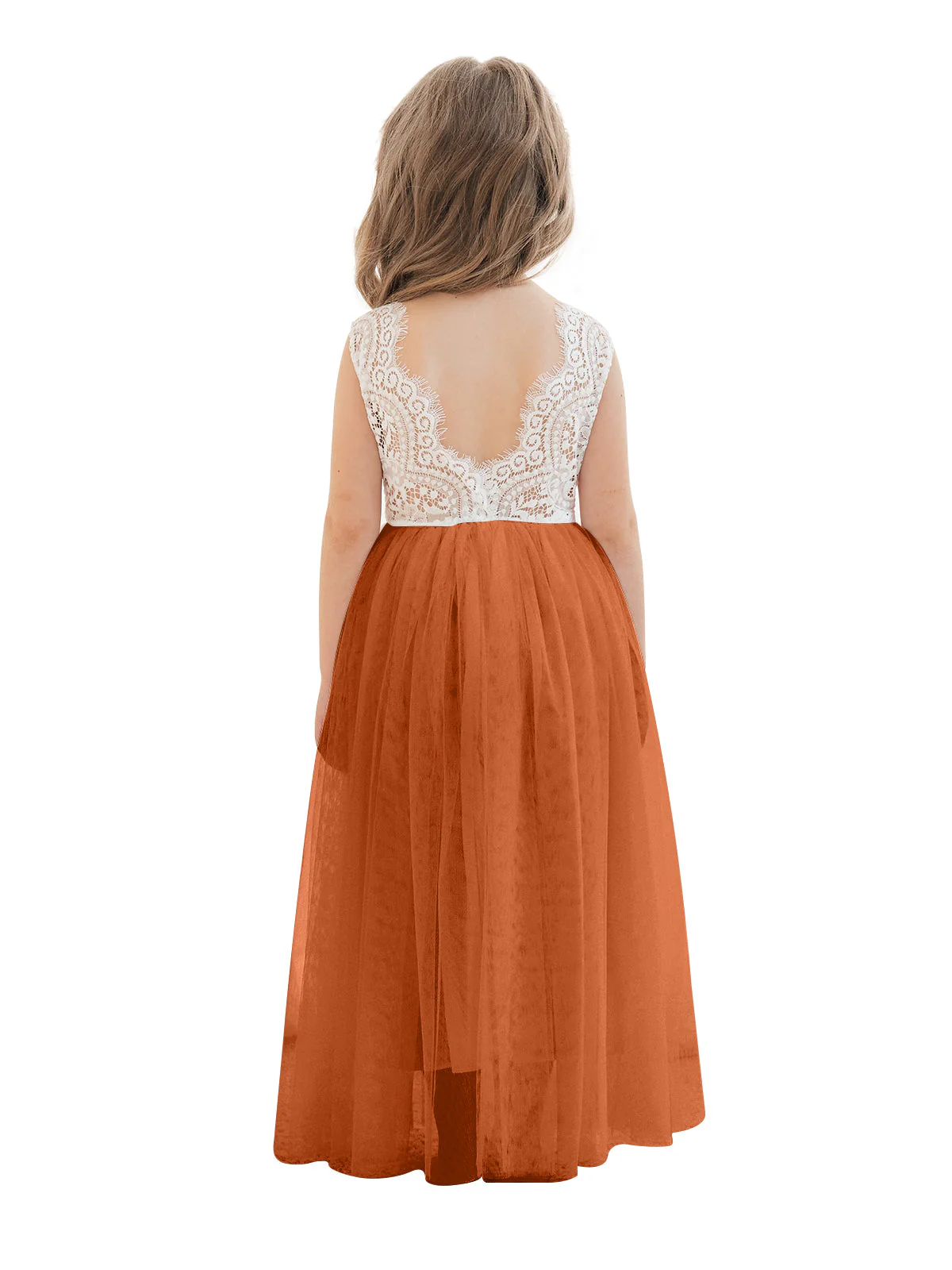 A-line Lace Tulle Ankle-length White Dress - Image 12