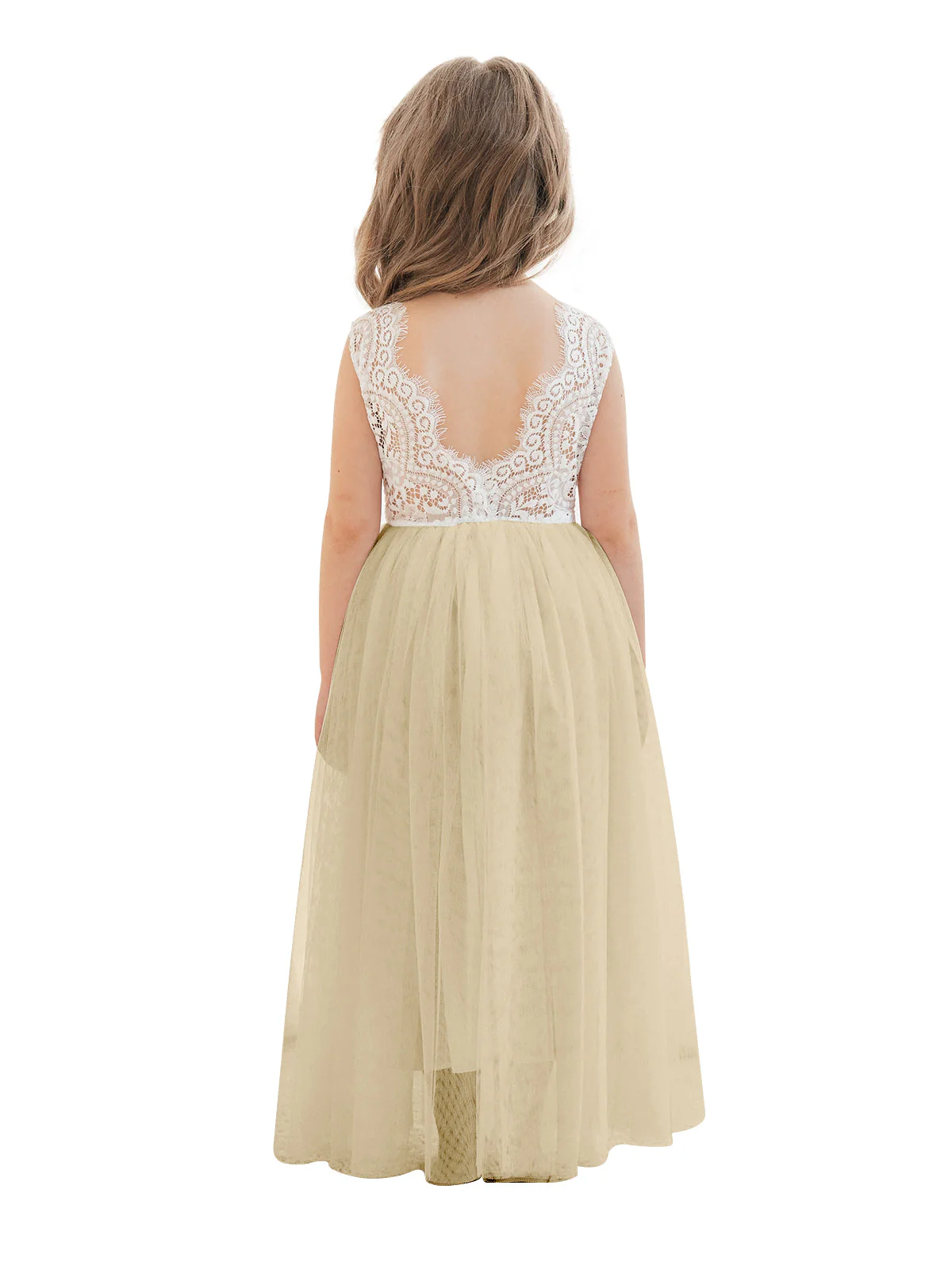 A-line Lace Tulle Ankle-length White Dress - Image 16