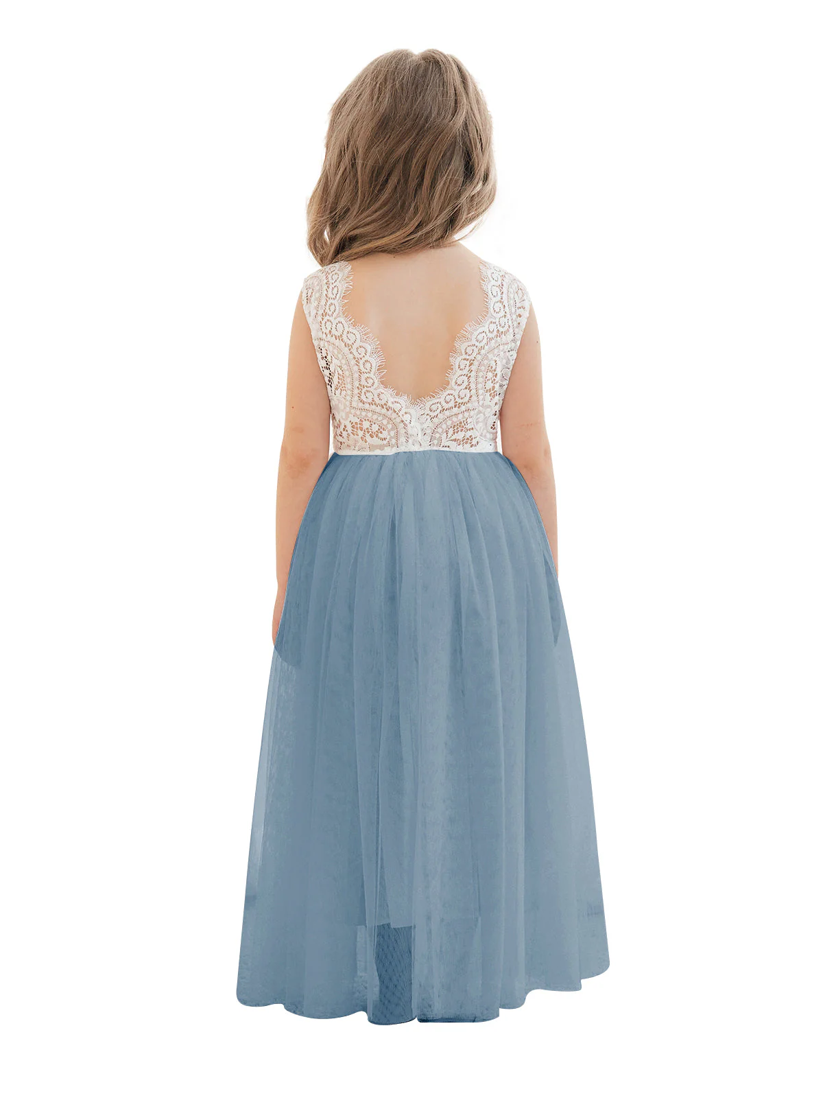 A-line Lace Tulle Ankle-length White Dress - Image 17