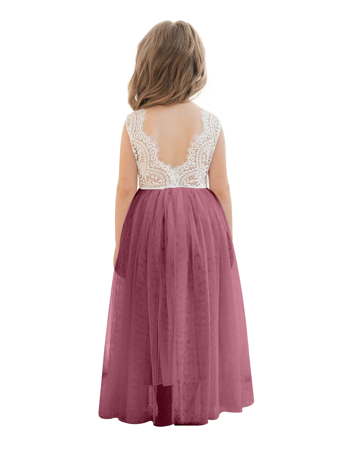 A-line Lace Tulle Ankle-length White Dress - Image 18