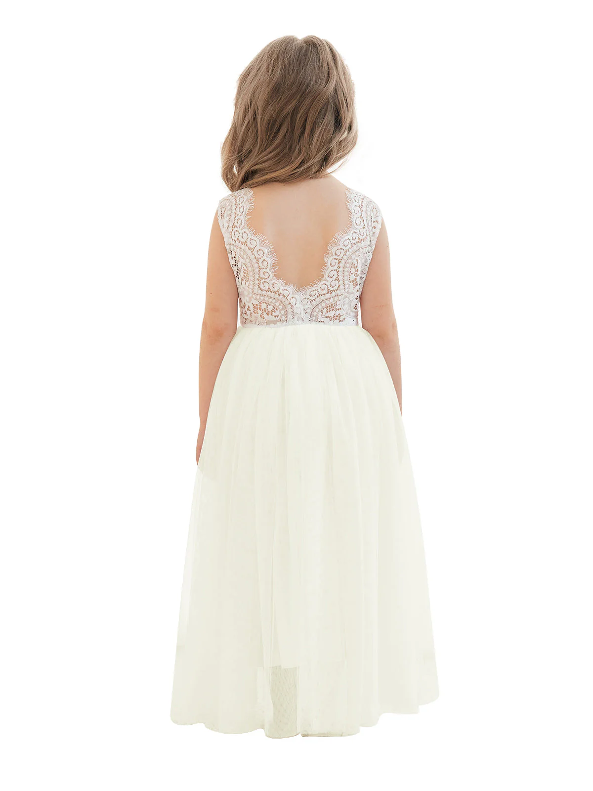 A-line Lace Tulle Ankle-length White Dress - Image 20