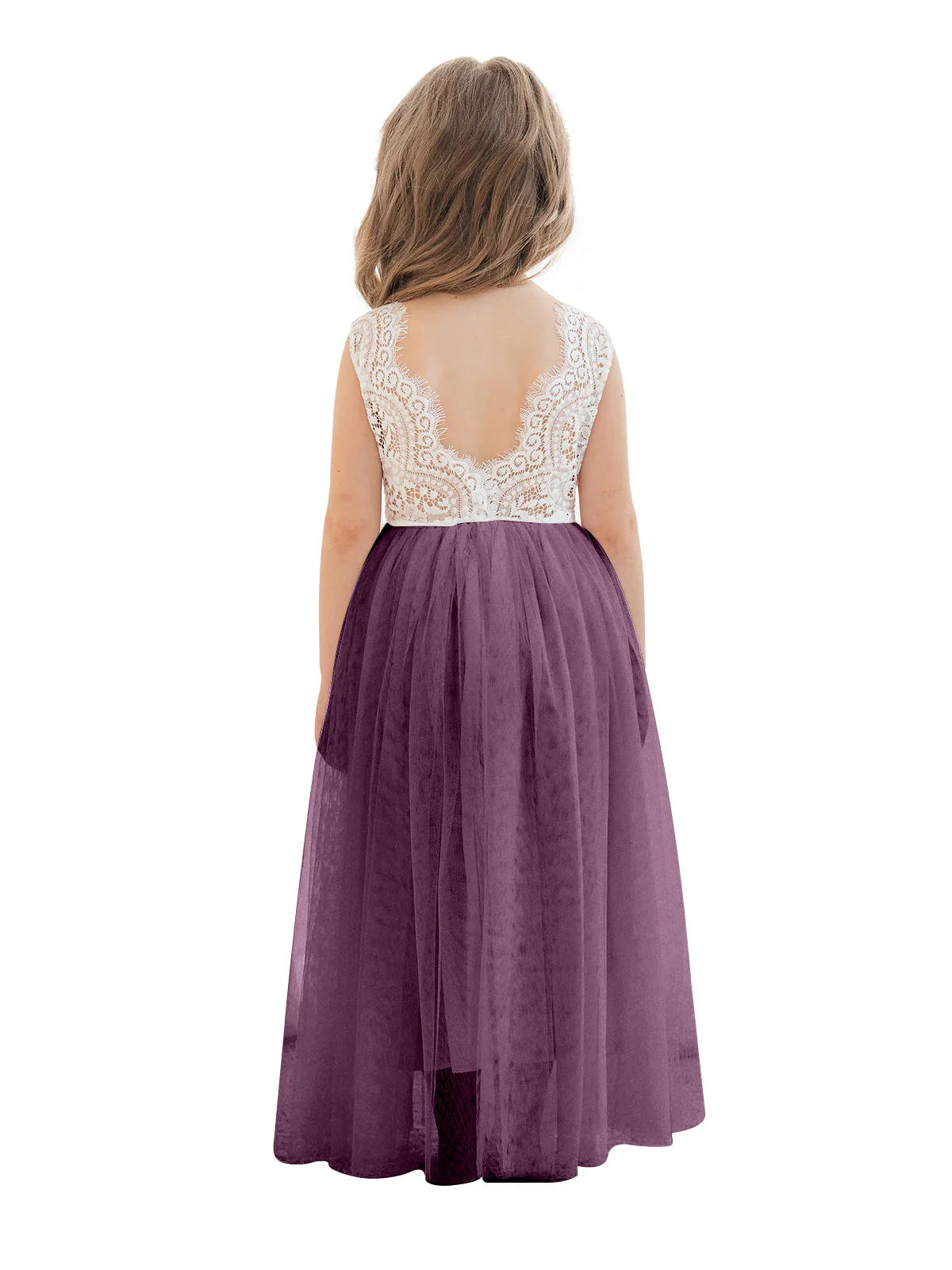 A-line Lace Tulle Ankle-length White Dress - Image 21