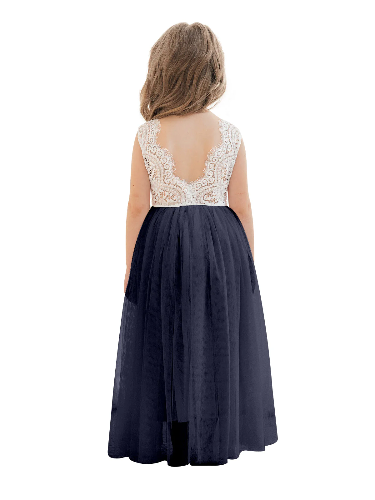 A-line Lace Tulle Ankle-length White Dress - Image 27