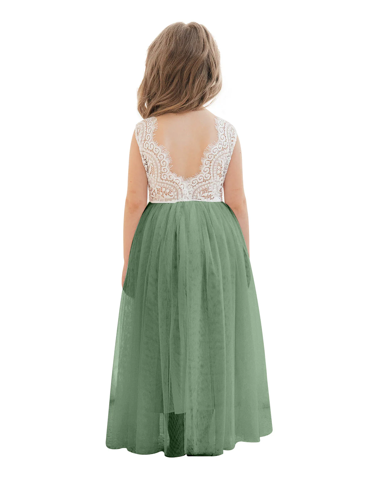 A-line Lace Tulle Ankle-length White Dress - Image 29