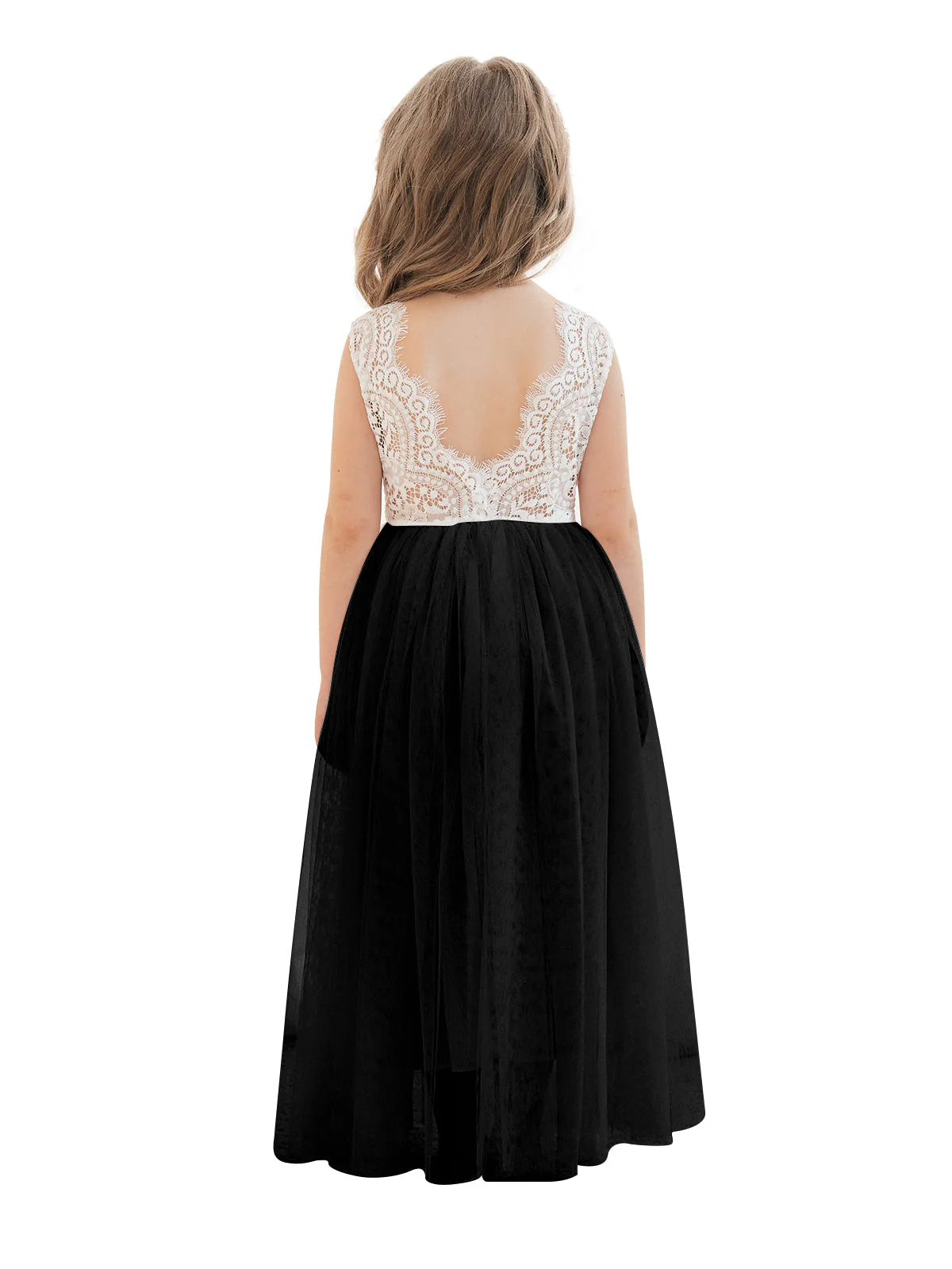 A-line Lace Tulle Ankle-length White Dress - Image 9