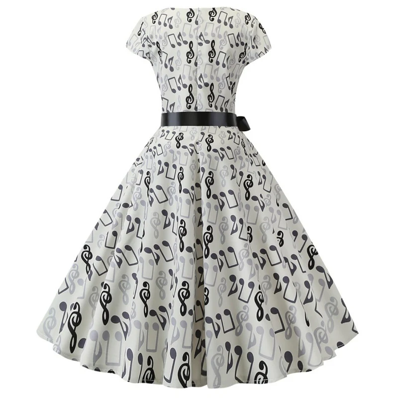 A-Line/Princess 1950s Scoop Short Sleeves Vintage Dresses with Bow Sash - Image 2