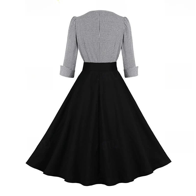 A-Line/Princess 1950s V-Neck Long Sleeves Vintage Dresses with Belt - Image 2
