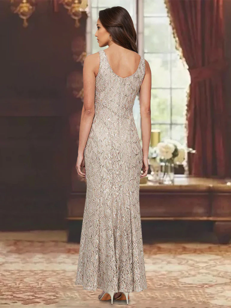 A-Line/Princess 2 Pieces Scoop Lace Mother of the Bride Dresses with Jacket Long Sleeves Ankle-Length - Image 4