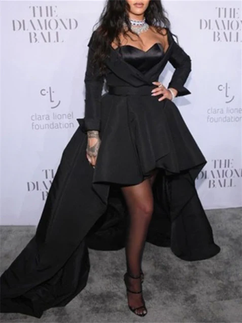 A-Line/Princess Asymmetrical Long Sleeves Evening Dresses - Image 3