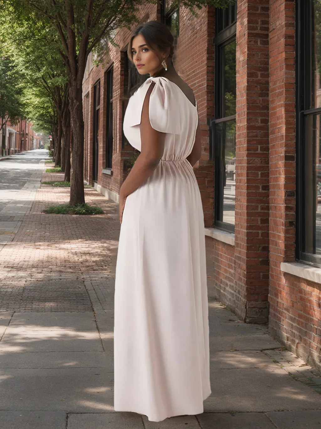 A-Line/Princess Asymmetrical Sleeveless Floor-Length Plus Size Bridesmaid Dresses with Bowknot - Image 2