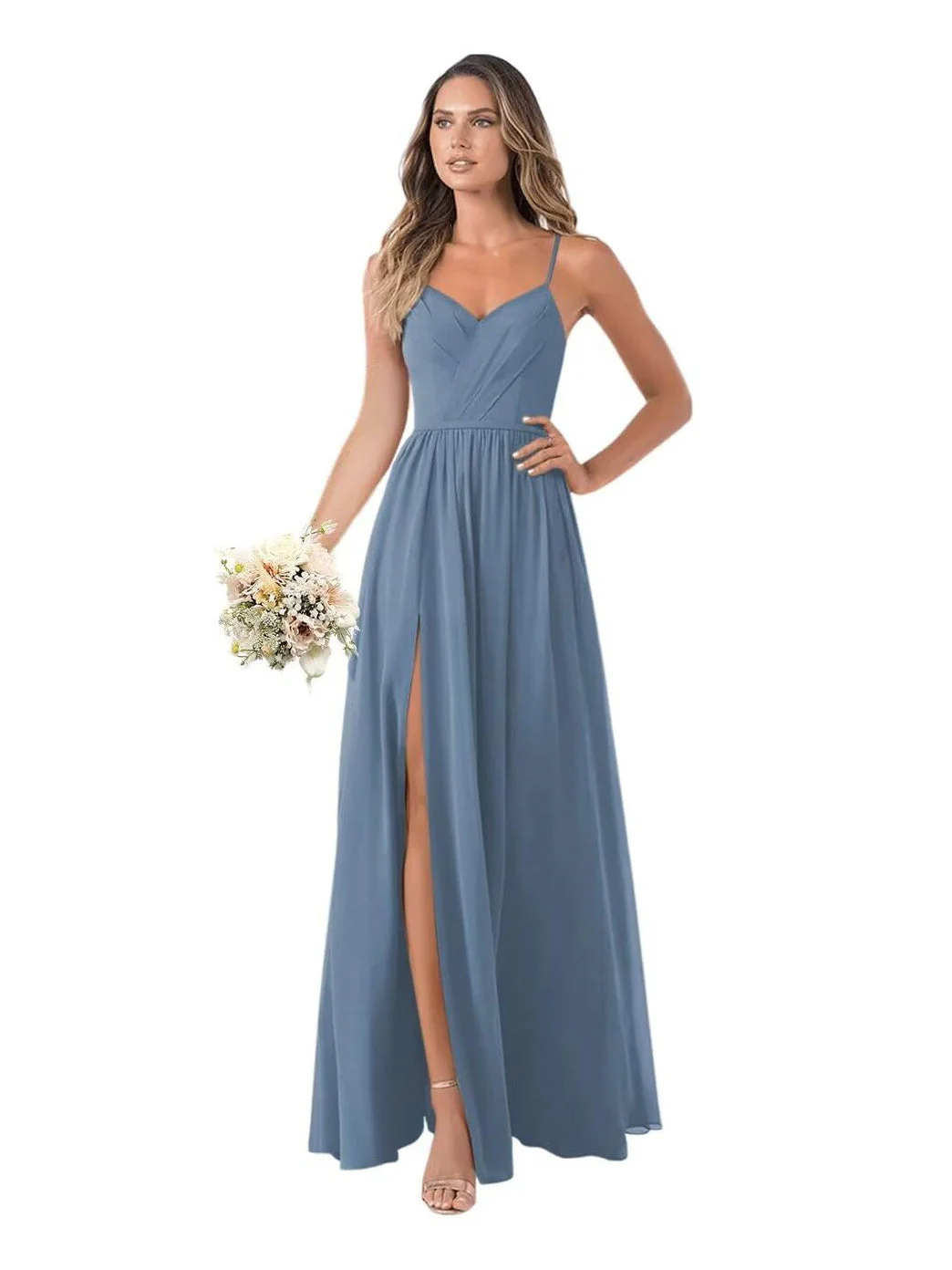 A-Line/Princess Chiffon Sleeveless Floor-Length Bridesmaid Dresses - Image 14