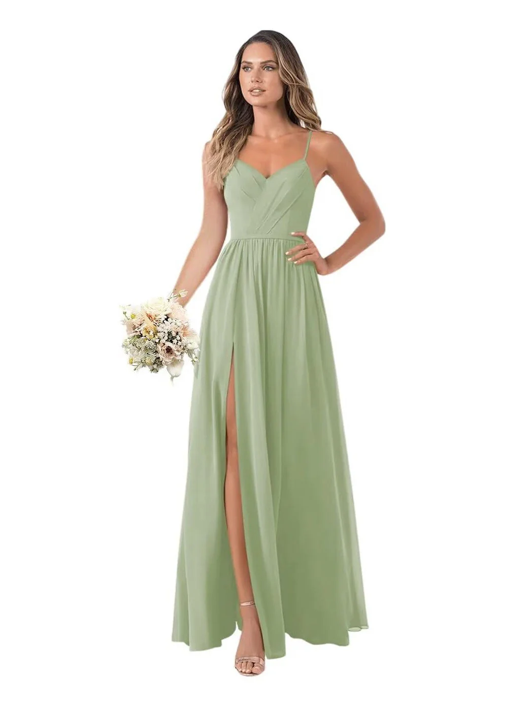 A-Line/Princess Chiffon Sleeveless Floor-Length Bridesmaid Dresses - Image 18
