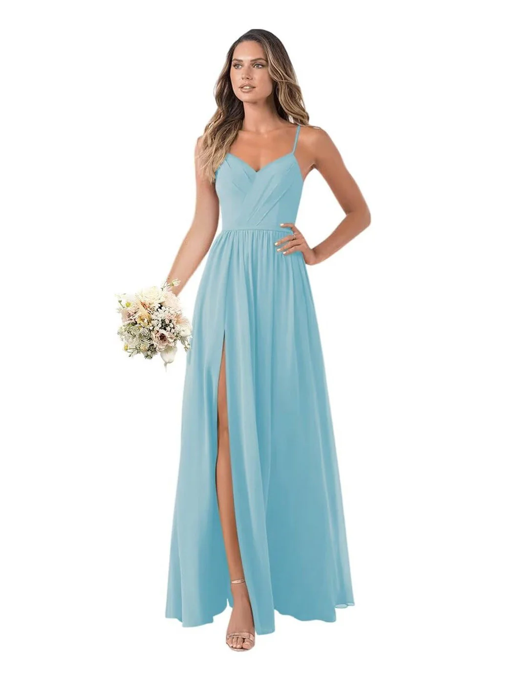 A-Line/Princess Chiffon Sleeveless Floor-Length Bridesmaid Dresses - Image 24