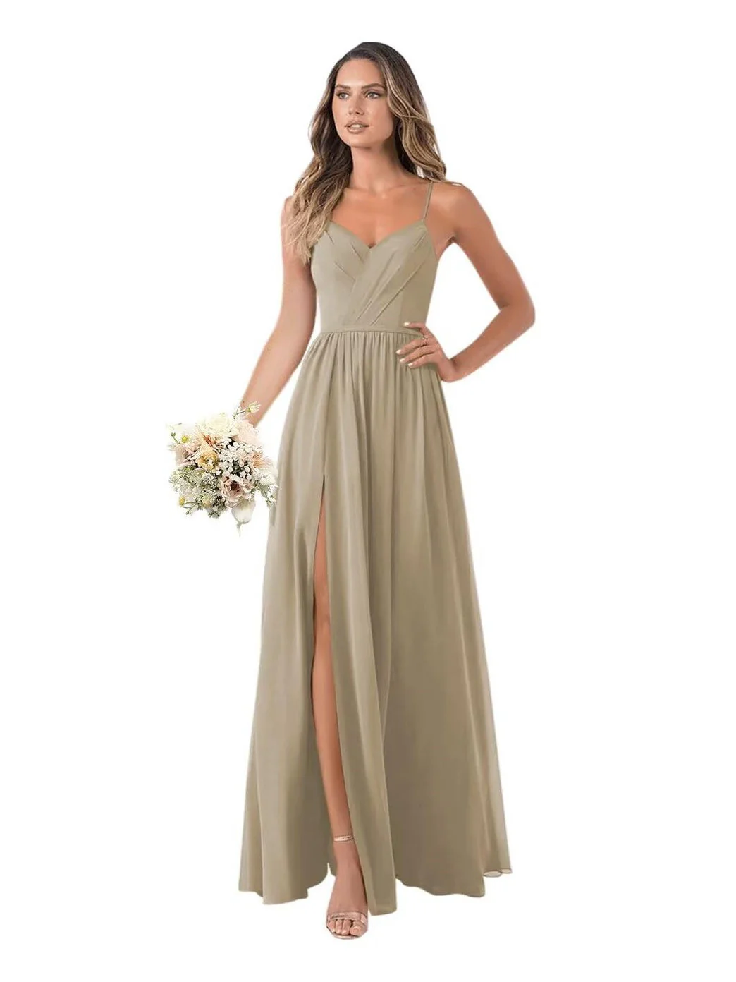 A-Line/Princess Chiffon Sleeveless Floor-Length Bridesmaid Dresses - Image 30