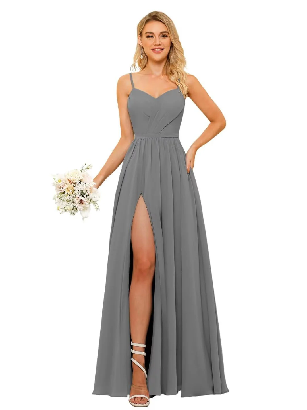 A-Line/Princess Chiffon Square Neckline Sleeveless Floor-Length Bridesmaid Dresses - Image 12