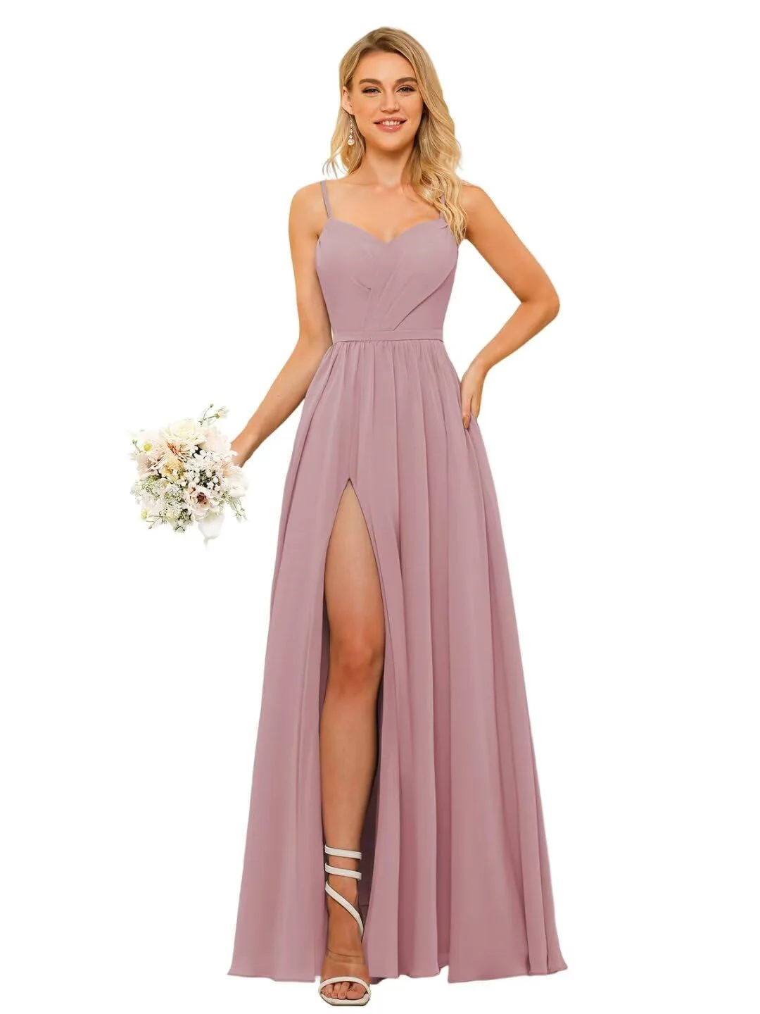 A-Line/Princess Chiffon Square Neckline Sleeveless Floor-Length Bridesmaid Dresses - Image 17