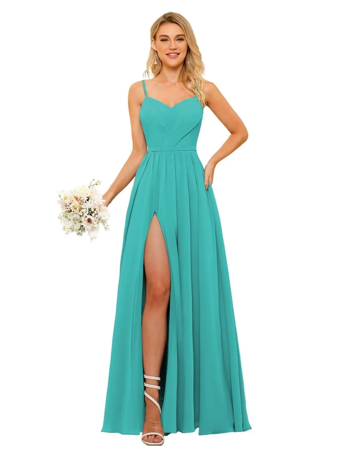 A-Line/Princess Chiffon Square Neckline Sleeveless Floor-Length Bridesmaid Dresses - Image 2