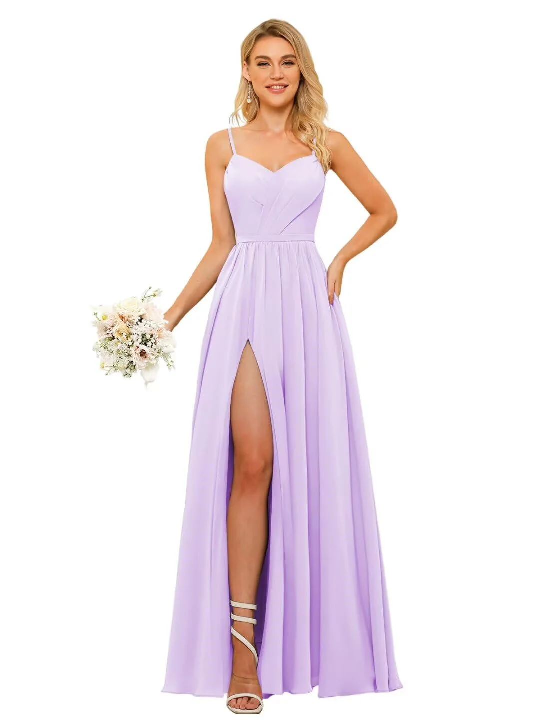 A-Line/Princess Chiffon Square Neckline Sleeveless Floor-Length Bridesmaid Dresses - Image 20