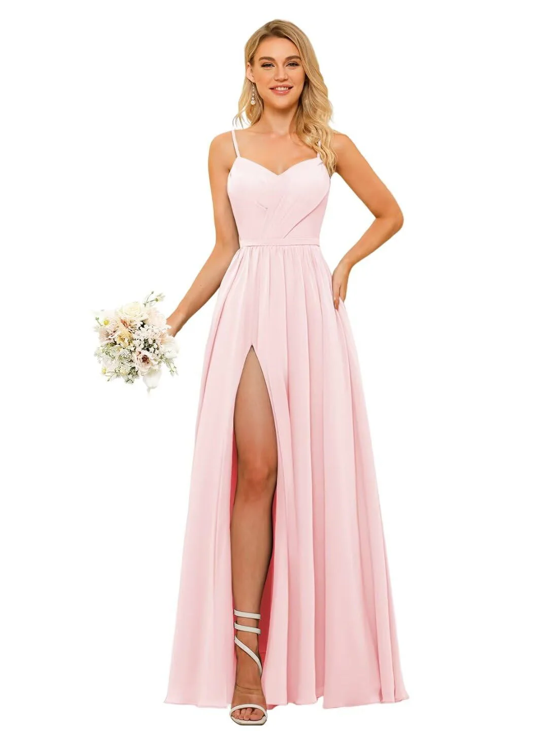 A-Line/Princess Chiffon Square Neckline Sleeveless Floor-Length Bridesmaid Dresses - Image 21