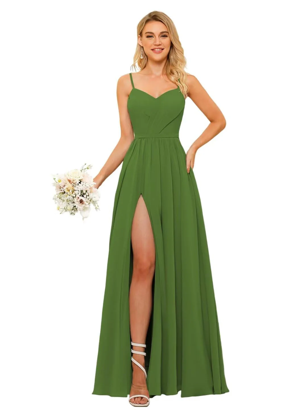 A-Line/Princess Chiffon Square Neckline Sleeveless Floor-Length Bridesmaid Dresses - Image 22