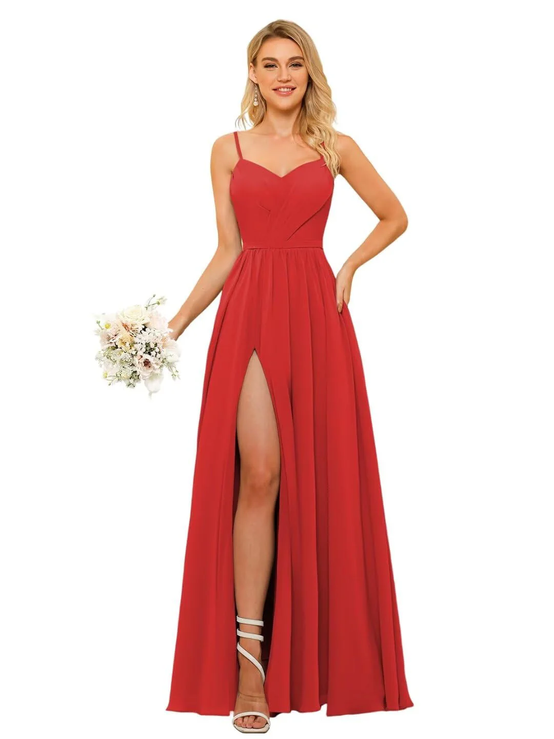 A-Line/Princess Chiffon Square Neckline Sleeveless Floor-Length Bridesmaid Dresses - Image 24