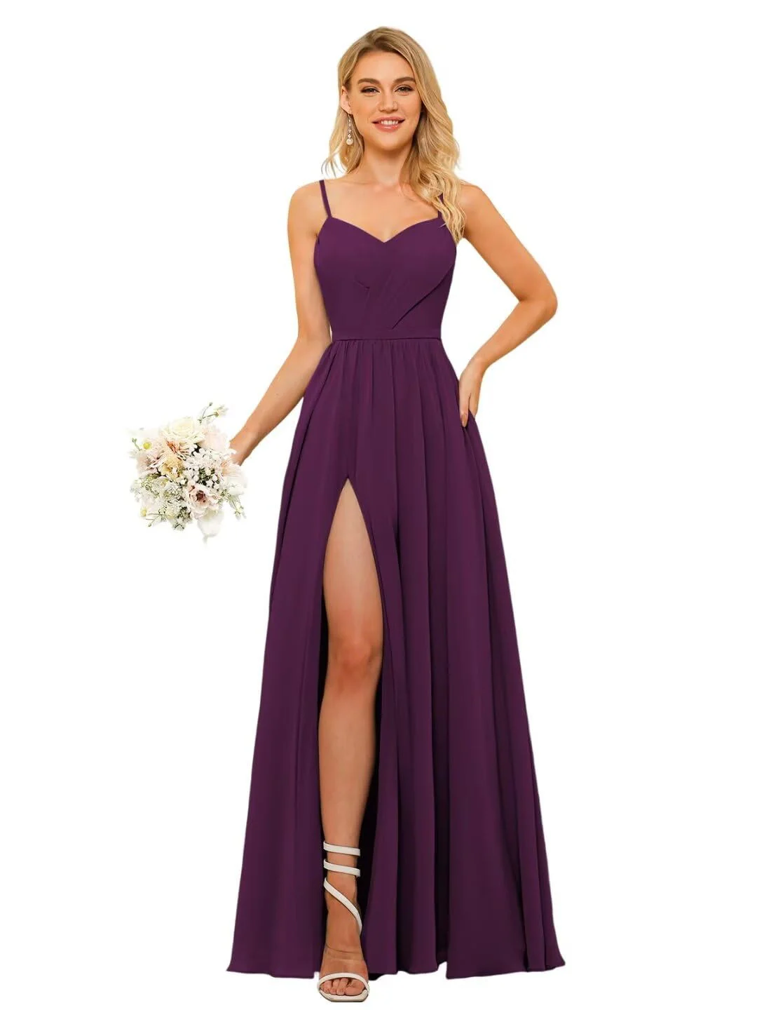 A-Line/Princess Chiffon Square Neckline Sleeveless Floor-Length Bridesmaid Dresses - Image 25