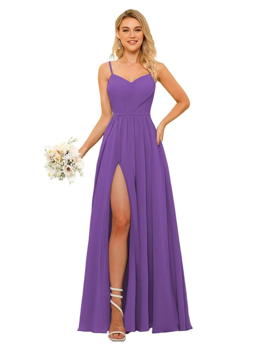 A-Line/Princess Chiffon Square Neckline Sleeveless Floor-Length Bridesmaid Dresses - Image 26