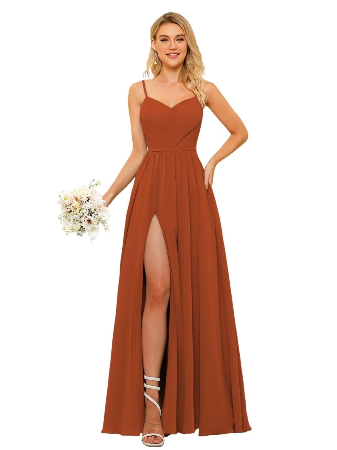 A-Line/Princess Chiffon Square Neckline Sleeveless Floor-Length Bridesmaid Dresses - Image 27