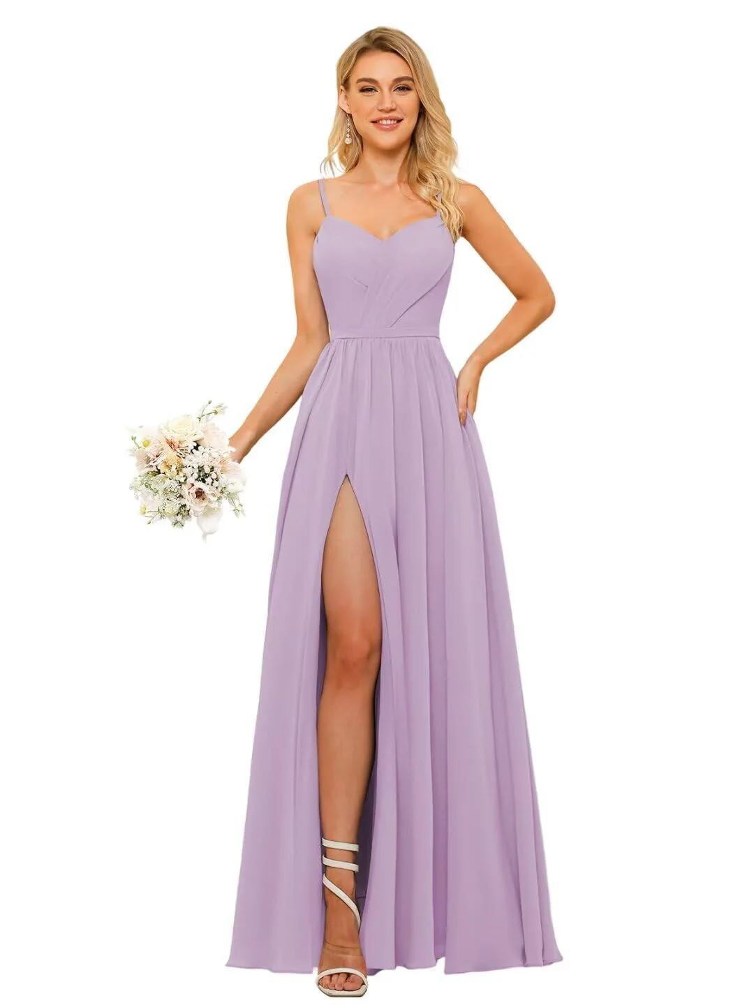 A-Line/Princess Chiffon Square Neckline Sleeveless Floor-Length Bridesmaid Dresses - Image 30