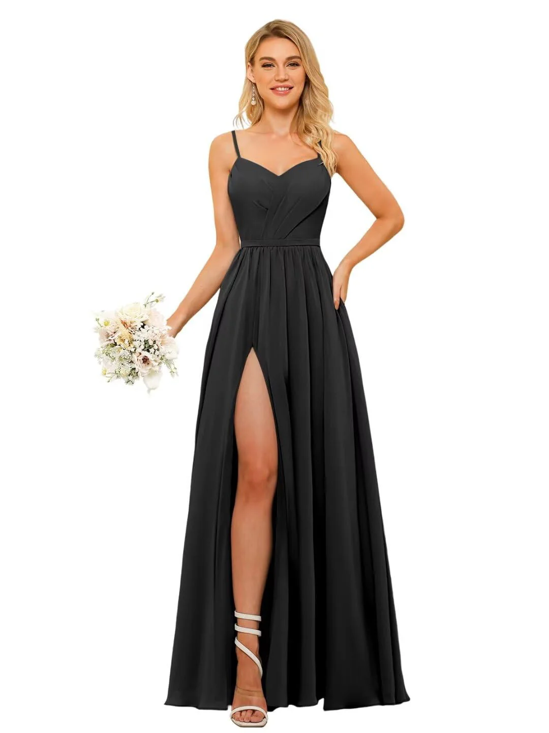 A-Line/Princess Chiffon Square Neckline Sleeveless Floor-Length Bridesmaid Dresses - Image 33