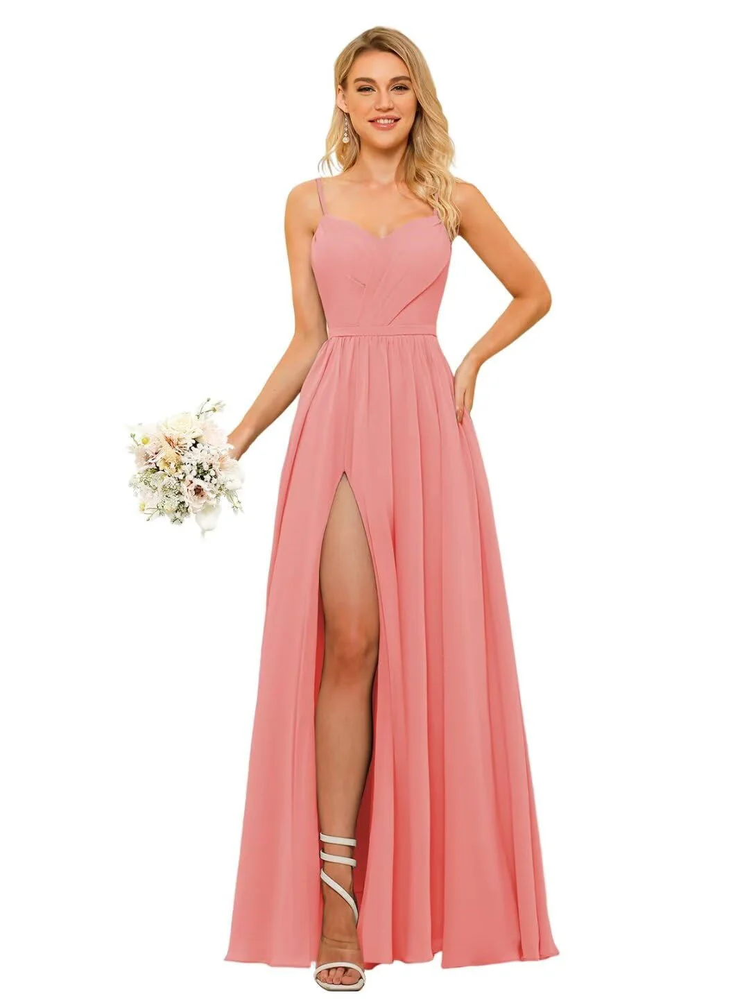 A-Line/Princess Chiffon Square Neckline Sleeveless Floor-Length Bridesmaid Dresses - Image 5