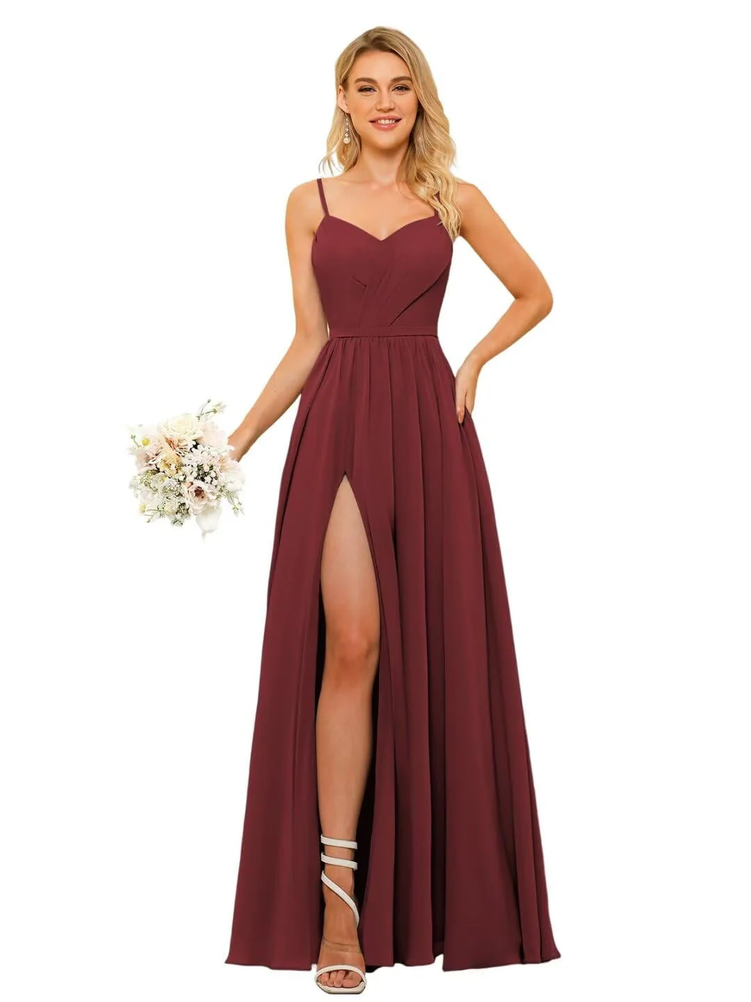A-Line/Princess Chiffon Square Neckline Sleeveless Floor-Length Bridesmaid Dresses - Image 6