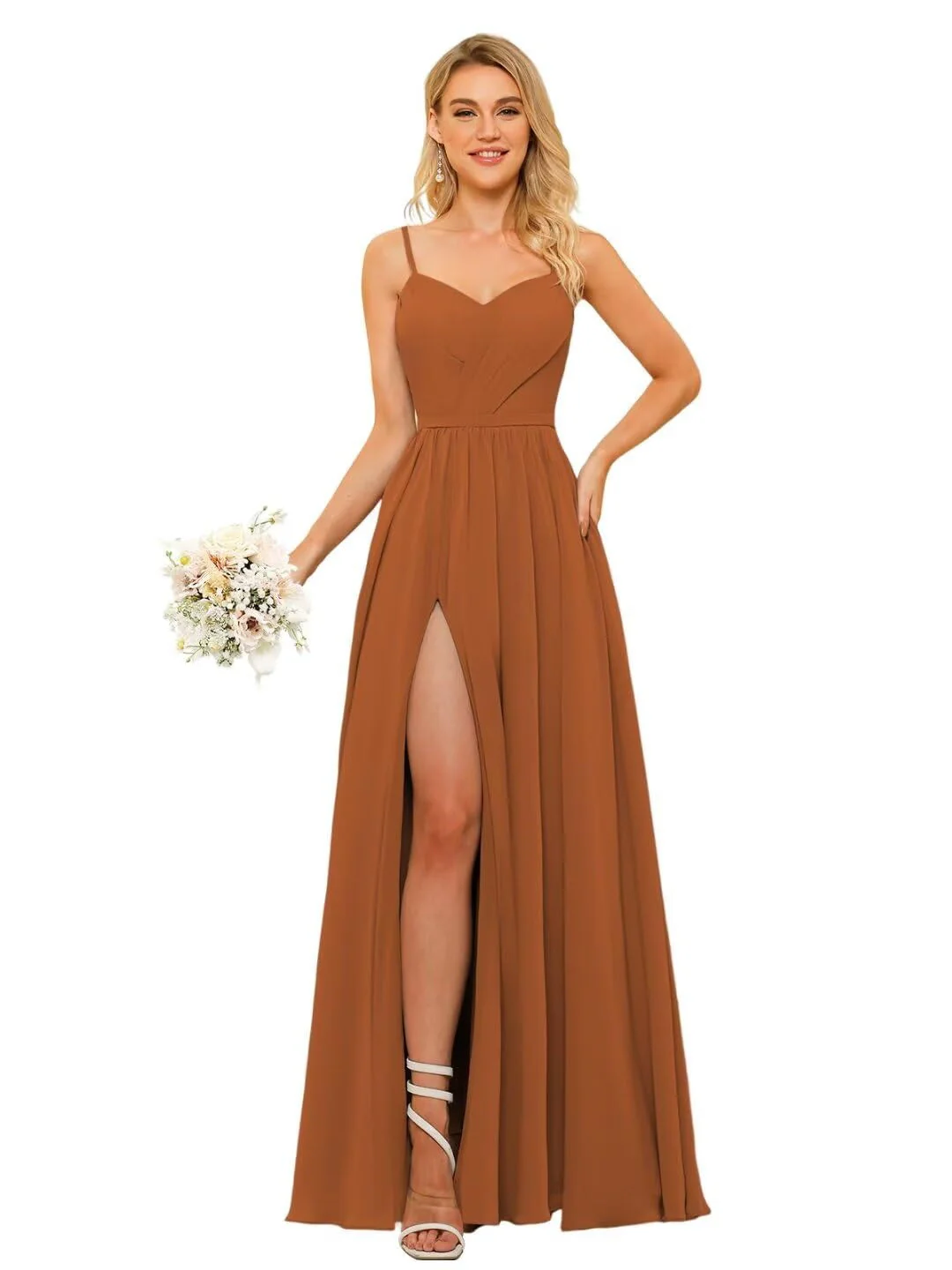 A-Line/Princess Chiffon Square Neckline Sleeveless Floor-Length Bridesmaid Dresses - Image 7