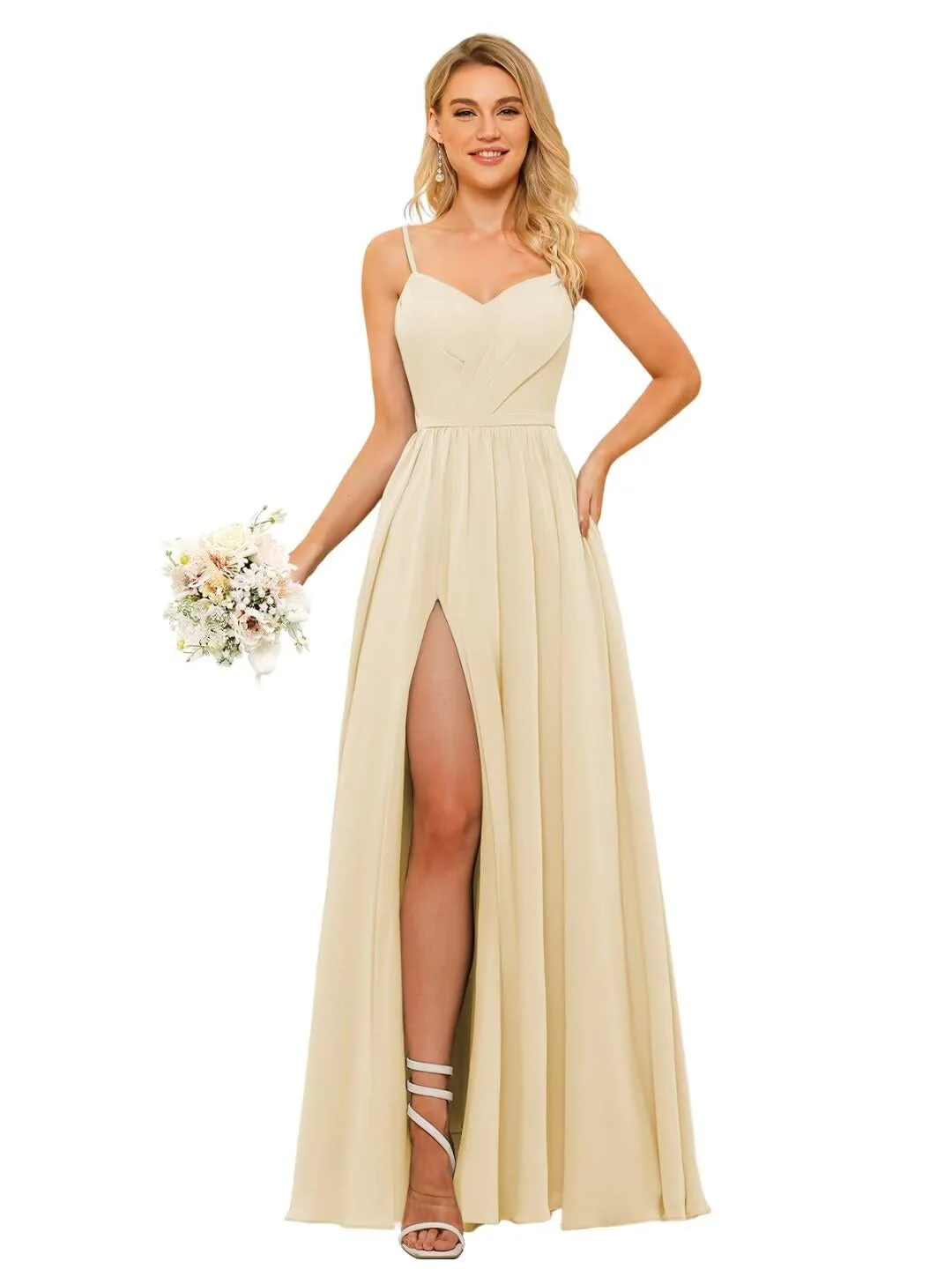 A-Line/Princess Chiffon Square Neckline Sleeveless Floor-Length Bridesmaid Dresses - Image 8