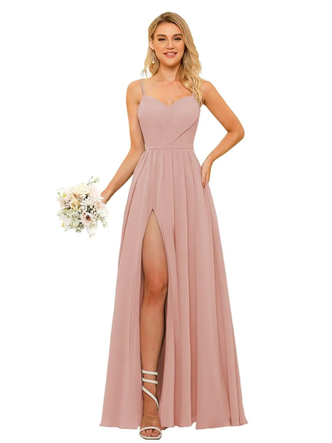 A-Line/Princess Chiffon Square Neckline Sleeveless Floor-Length Bridesmaid Dresses - Image 9
